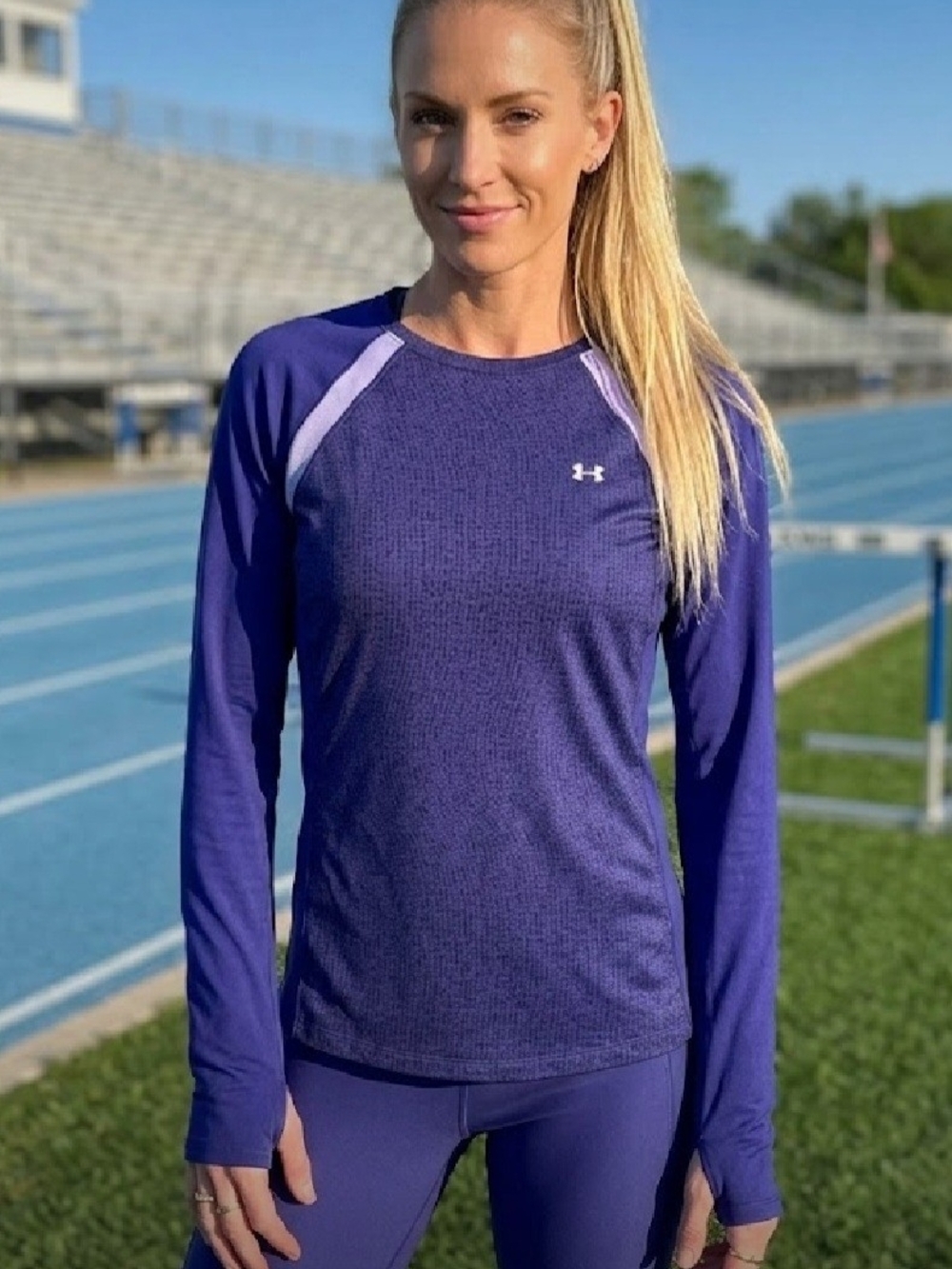 Under Armour Purple Long Sleeve Athletic Performance Top with Lavender Accents